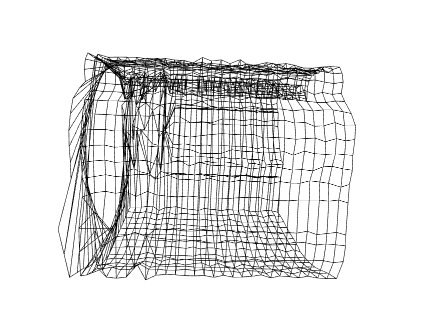 3D LiDAR scan of a room reconstructed as an Open3D wireframe from time-of-flight data.